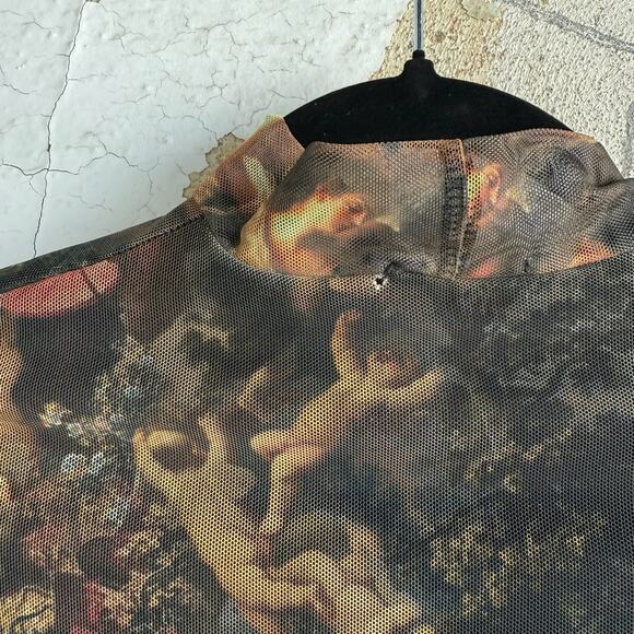 PrettyLittleThing Dress Renaissance Cherub Mesh Bodycon Mini NWT Size 2 Party - Picture 10 of 12